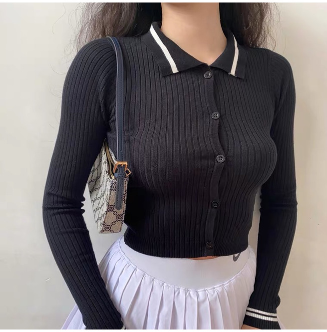 black polo crop top