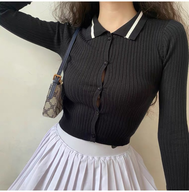 black polo crop top