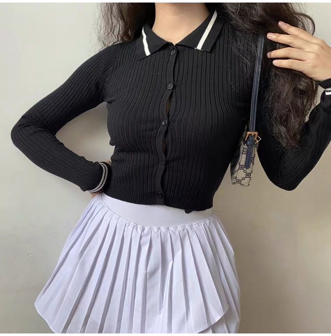 black polo crop top