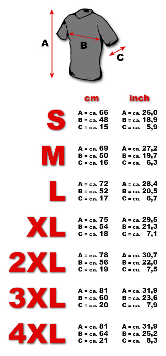 Tshirt size chart men