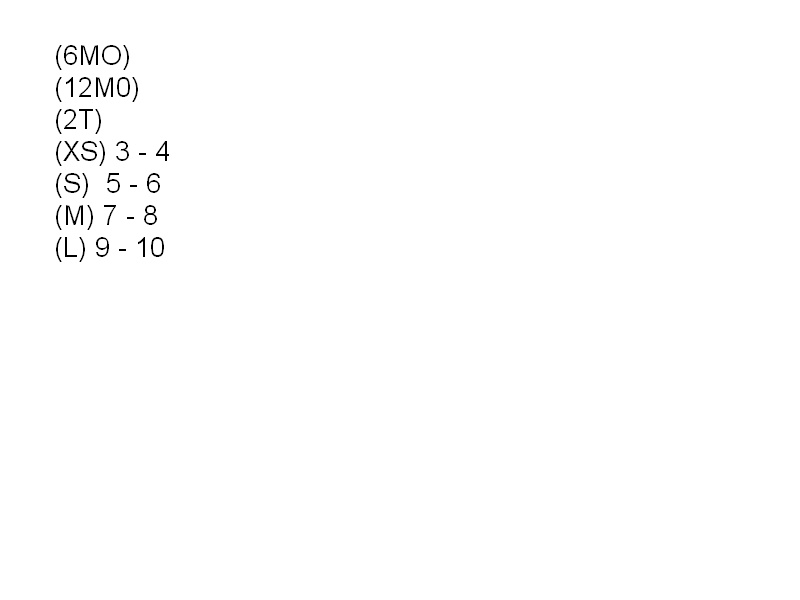 Kids size chart