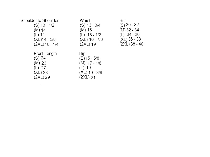 Jack tww size chart