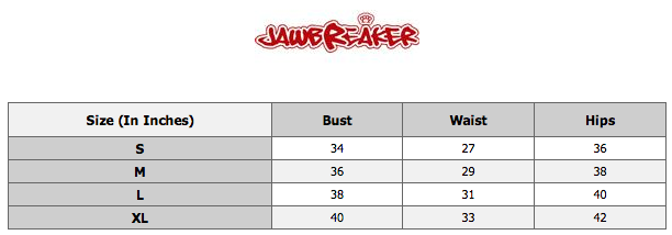 Jawbreaker size chart