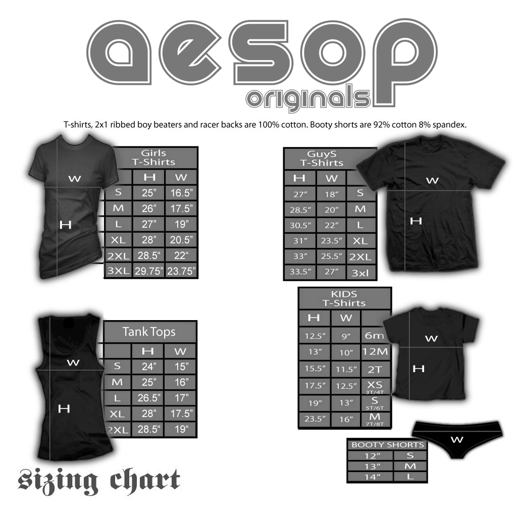 Aesop originals sizing chart 2