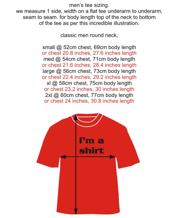 Size chart mens classic