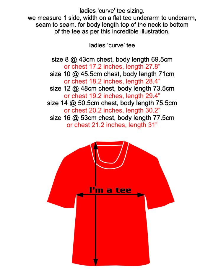 Size chart ladies curve
