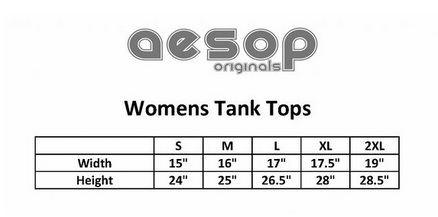 Aesop women's tank top size chart