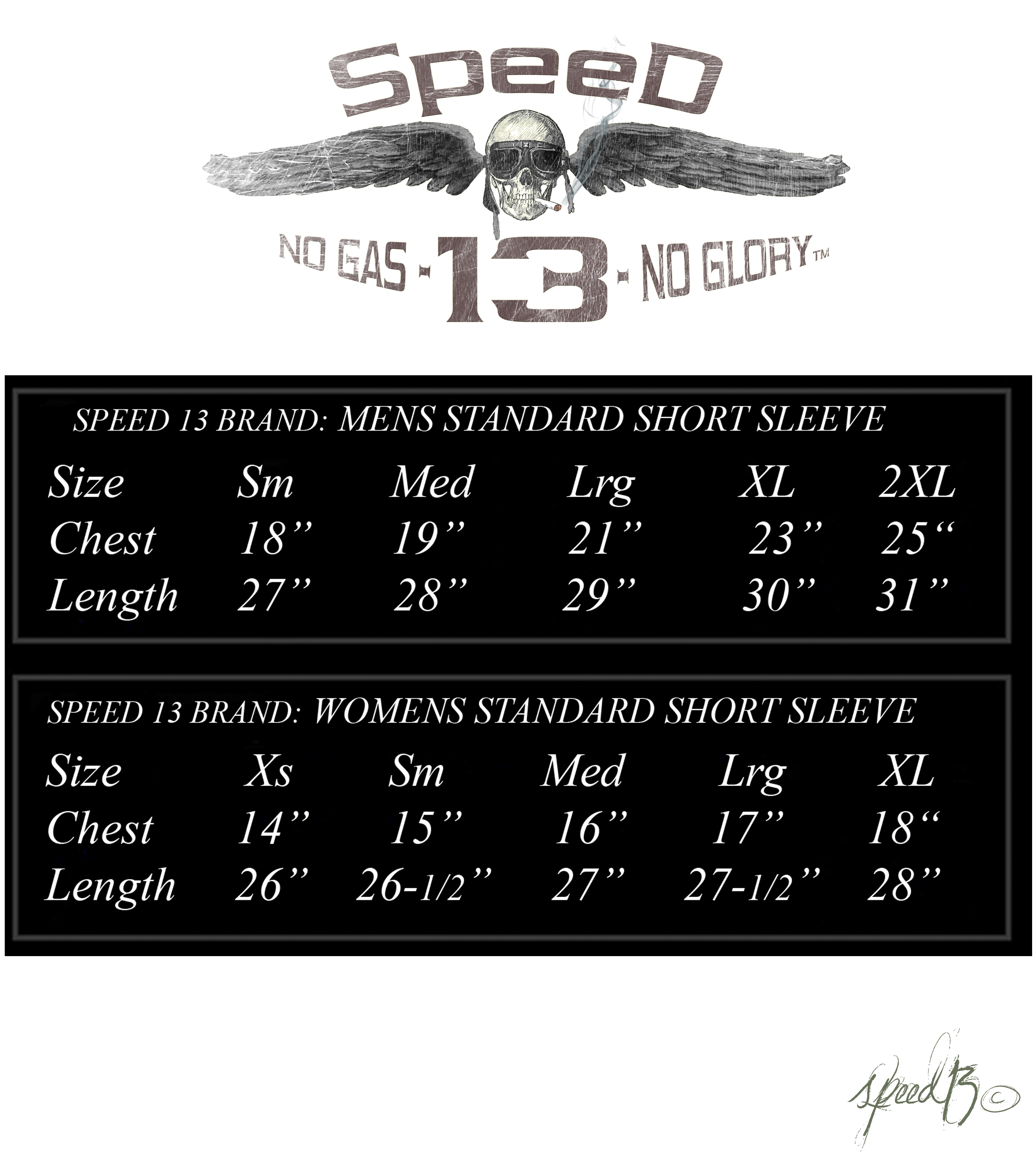 Speed sizing chart