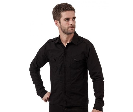 Queen darkness button up shirt diagonal pockets epaulets shirts 2