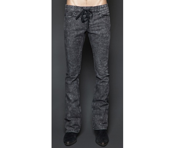 Lip service grey rocker flared jeans lace up fly pants and jeans 2
