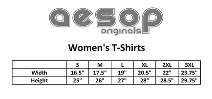 Aesop women's tee size chart