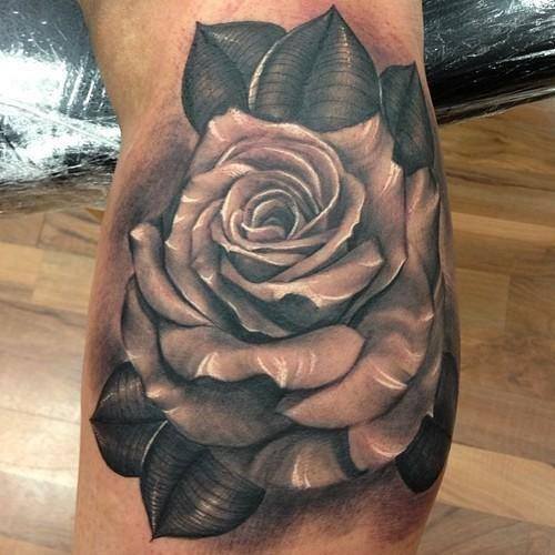 Skull And Roses Tattoo Black And Grey