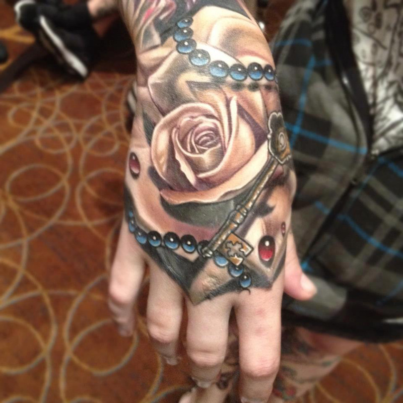 Skull Hand Mask Tattoo