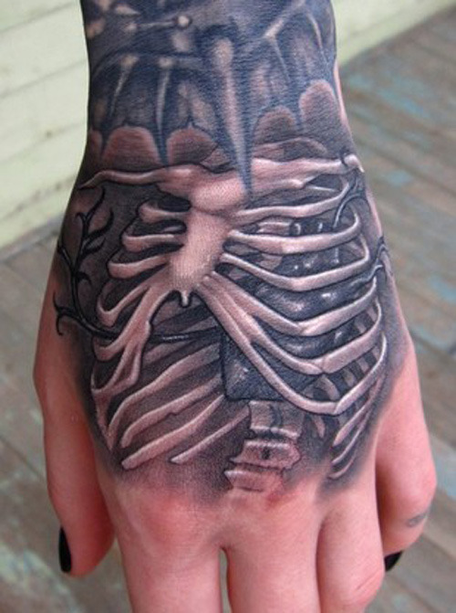 Skull Hand Tattoo Color