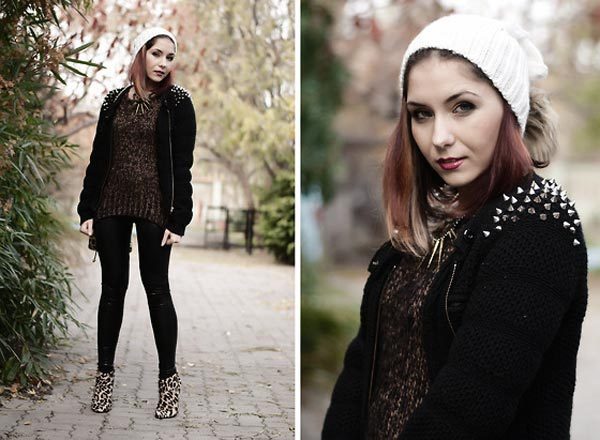 Industrial goth outfit with a spiked gothic cardigan